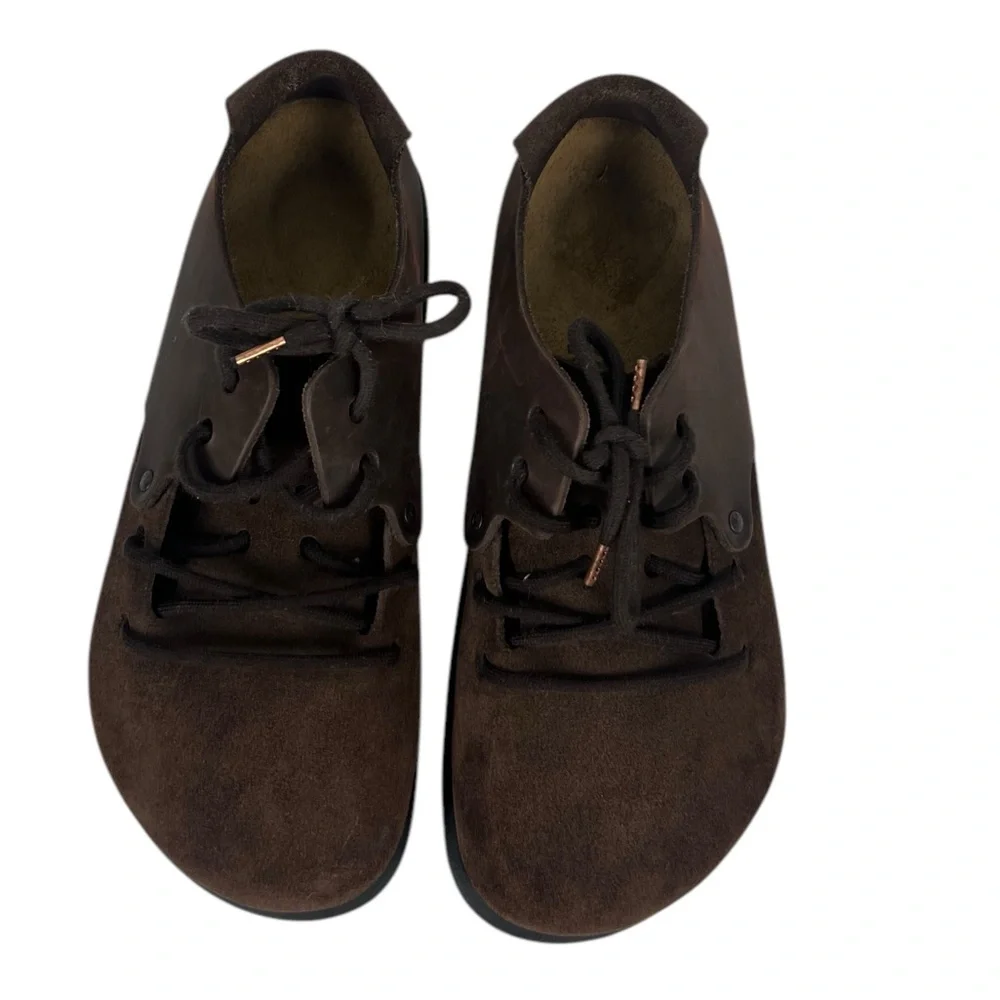 BIRKENSTOCK Montana Sandals Size 39 Mens 6 Womens 8 Suede Brown Tan Moccasin